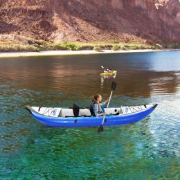 Inflatable Kayak Set with Paddle & Air Pump; Portable Recreational Touring Kayak Foldable Fishing Touring Kayaks; Tandem 2 Person Kayak