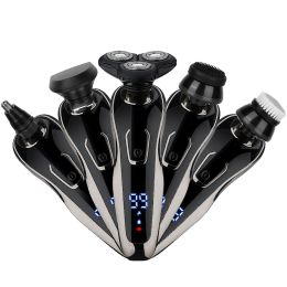 5 In 1 Electric Razor Shaver Rechargeable Cordless Head Beard Trimmer Shaver Kit IPX6 Waterproof Dry Wet Grooming Kit