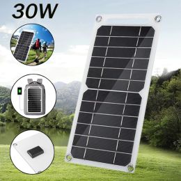 30W Solar Panel USB Waterproof Outdoor Hike Camping Portable Cells Battery Solar Charger Plate for Mobile Phone Power Bank (Wattage: 20W-205x140mm)