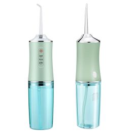 Water Flosser Cordless Dental Oral Irrigator Waterproof Teeth Cleaner with 3 Modes 4 Nozzles 7.44oz Detachable Water Tank for Travel Home (Color: Green)